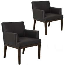 Kit 02 Poltronas Decorativas Para Sala de Estar e Recepção Beatriz W01 Corino Preto - Lyam Decor