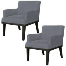 Kit 02 Poltronas Decorativas Para Sala de Estar e Recepção Beatriz W01 Suede Cinza - Lyam Decor