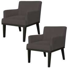 Kit 02 Poltronas Decorativas Para Sala de Estar e Recepção Beatriz W01 Suede Marrom - Lyam Decor