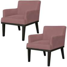 Kit 02 Poltronas Decorativas Para Sala de Estar e Recepção Beatriz W01 Suede Rosê - Lyam Decor