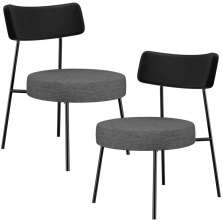 Kit 02 Poltronas Decorativas Sala De Estar Londres L02 Couríssimo Preto Linho Cinza Escuro - Lyam