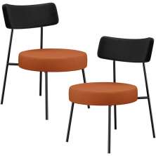 Kit 02 Poltronas Decorativas Sala De Estar Londres L02 Couríssimo Preto Tecido Terracota - Lyam