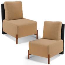 Kit 02 Poltronas Decorativas Sala Estar Living Hungria L02 Couríssimo Preto Bouclê Mostarda - Lyam