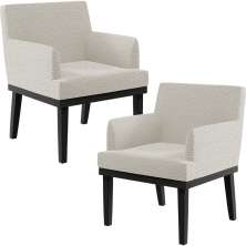 Kit 02 Poltronas Decorativas Sala de Estar Base Preto Beatriz W01 Bouclê Creme - Lyam Decor