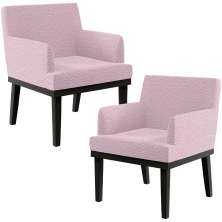 Kit 02 Poltronas Decorativas Sala de Estar Base Preto Beatriz W01 Bouclê Rosê - Lyam Decor