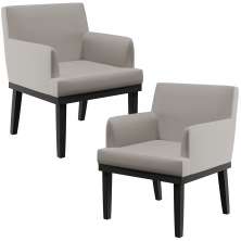 Kit 02 Poltronas Decorativas Sala de Estar Base Preto Beatriz W01 Linho Bege - Lyam Decor