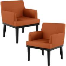 Kit 02 Poltronas Decorativas Sala de Estar Base Preto Beatriz W01 Tecido Terracota - Lyam Decor