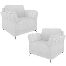 Kit 02 Poltronas Decorativas Sala de Estar Álamo M03 Bouclê Branco - Lyam Decor