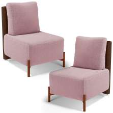 Kit 02 Poltronas Decorativas Sala de Estar Living Hungria L02 Couríssimo Marrom Bouclê Rosê - Lyam