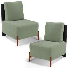 Kit 02 Poltronas Decorativas Sala de Estar Living Hungria L02 Couríssimo Preto Bouclê Oliva - Lyam
