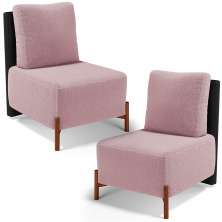 Kit 02 Poltronas Decorativas Sala de Estar Living Hungria L02 Couríssimo Preto Bouclê Rosê - Lyam