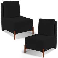 Kit 02 Poltronas Decorativas Sala de Estar Living Hungria L02 Couríssimo Preto Suede Preto - Lyam
