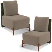 Kit 02 Poltronas Decorativas Sala de Estar Living Hungria L02 Couríssimo Verde Bouclê Bege - Lyam