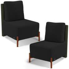 Kit 02 Poltronas Decorativas Sala de Estar Living Hungria L02 Couríssimo Verde Bouclê Preto - Lyam