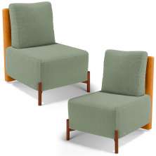 Kit 02 Poltronas Decorativas Sala de Estar Living Hungria L02 Couríssimo Whisky Bouclê Oliva - Lyam