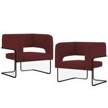 Kit 02 Poltronas Decorativas Scarlett D02 Base de Aço Preto Veludo Marsala B-278 - Lyam Decor