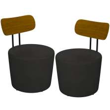 Kit 02 Poltronas Para Sala De Estar Decorativa Base Fixa Luara M03 Couríssimo Preto - Lyam Decor