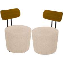 Kit 02 Poltronas Para Sala De Estar Decorativa Base Fixa Luara M03 Linho Cru - Lyam Decor