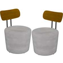 Kit 02 Poltronas Para Sala De Estar Decorativa Base Fixa Luara M03 Veludo Cinza - Lyam Decor