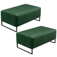 Kit 02 Puff Decorativo Para Sala De Estar Cléo W01 Base de Ferro 90cm Facto Verde Musgo - Lyam Decor