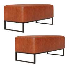 Kit 02 Puff Decorativo Para Sala de Estar Cléo W01 Base de Ferro 90 cm Couríssimo Camel - Lyam Decor