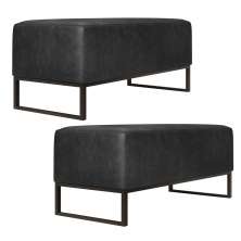 Kit 02 Puff Decorativo Sala Estar Cléo W01 Base de Ferro 90cm Couríssimo Preto Brilho - Lyam Decor