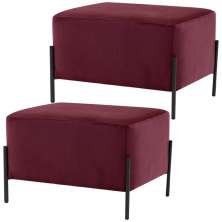 Kit 02 Puff Retangular Decorativo Status 60x45 D02 Pés de Aço Veludo Marsala C-278 - Lyam Decor