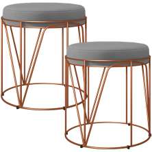 Kit 02 Puffs Decorativo Aramado Bronze Zaya L02 Corano Cinza - Lyam Decor