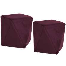 Kit 02 Puffs Decorativo Para Sala de Estar Ametista D02 Veludo Marsala C-278 - Lyam Decor