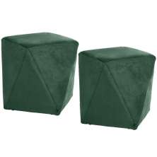 Kit 02 Puffs Decorativo Para Sala de Estar Ametista D02 Veludo Verde Musgo C-303 - Lyam Decor