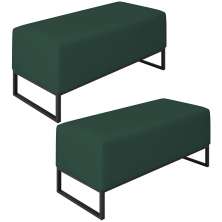 Kit 02 Puffs Decorativo Para Sala de Estar Cléo W01 Base Ferro 90 cm Suede Verde Musgo - Lyam Decor