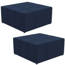 Kit 02 Puffs Decorativo Para Sala de Estar Quadrado Milano 90x90 W01 Suede Azul Marinho - Lyam Decor
