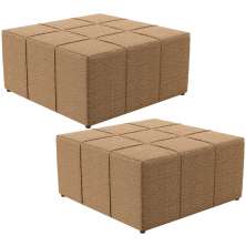 Kit 02 Puffs Decorativo Para Sala de Estar Quadrado Milano 90x90cm W01 Bouclê Mostarda - Lyam Decor