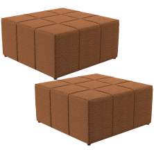 Kit 02 Puffs Decorativo Para Sala de Estar Quadrado Milano 90x90cm W01 Bouclê Terracota - Lyam Decor
