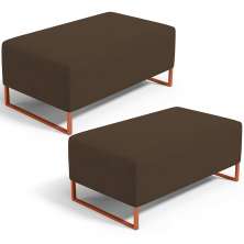 Kit 02 Puffs Decorativo Sala De Estar Cléo 90cm W01 Base Ferro Cobre Suede Marrom - Lyam Decor