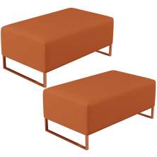 Kit 02 Puffs Decorativo Sala De Estar Cléo 90cm W01 Base Ferro Cobre Tecido Terracota - Lyam Decor