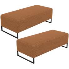 Kit 02 Puffs Decorativo Sala de Estar Bali W01 Base Ferro 120x50 cm Bouclê Terracota - Lyam Decor