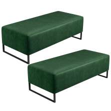 Kit 02 Puffs Decorativo Sala de Estar Bali W01 Base Ferro 120x50 cm Facto Verde Musgo - Lyam Decor