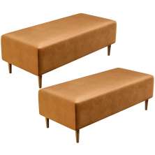 Kit 02 Puffs Decorativo Sala de Estar Bali W01 Pés Palito 120x50cm Couríssimo Whisky - Lyam Decor