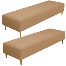 Kit 02 Puffs Decorativo Sala de Estar Bali W01 Pés Palito 170x60cm Bouclê Mostarda - Lyam Decor
