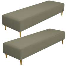 Kit 02 Puffs Decorativo Sala de Estar Bali W01 Pés Palito 170x60cm Bouclê Oliva - Lyam Decor