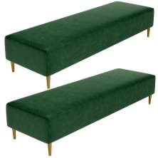 Kit 02 Puffs Decorativo Sala de Estar Bali W01 Pés Palito 170x60cm Couríssimo Verde musgo - Lyam Decor