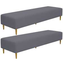 Kit 02 Puffs Decorativo Sala de Estar Bali W01 Pés Palito 170x60cm Suede Cinza - Lyam Decor