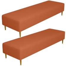 Kit 02 Puffs Decorativo Sala de Estar Bali W01 Pés Palito 170x60cm Tecido Terracota - Lyam Decor