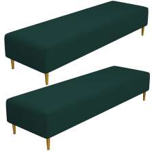 Kit 02 Puffs Decorativo Sala de Estar Bali W01 Pés Palito 210x60cm Bouclê Verde - Lyam Decor