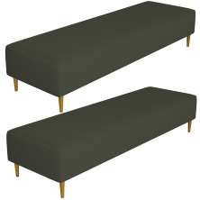 Kit 02 Puffs Decorativo Sala de Estar Bali W01 Pés Palito 210x60cm Linho Verde Musgo - Lyam Decor