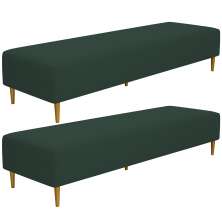 Kit 02 Puffs Decorativo Sala de Estar Bali W01 Pés Palito 210x60cm Suede Verde Musgo - Lyam Decor