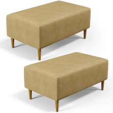 Kit 02 Puffs Decorativo Sala de Estar Cléo W01 Pés Palito 90 cm Couríssimo Casco Fendi - Lyam Decor