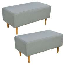 Kit 02 Puffs Decorativo Sala de Estar Cléo W01 Pés Palito 90 cm Linho Cinza Escuro - Lyam Decor