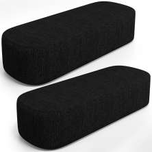 Kit 02 Puffs Decorativos Orgânico para Living Quarto 140cm Doha W01 Linho Chumbo - Lyam Decor